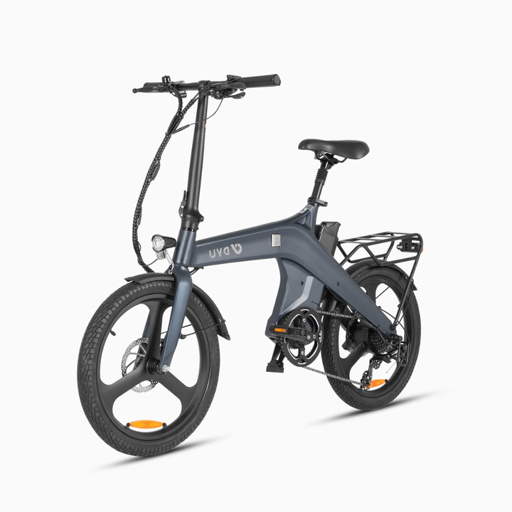 Bicicleta eléctrica plegable DYU T1 en vista frontal en ángulo