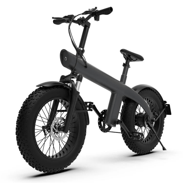 Bicicleta eléctrica fat bike HX Q3 Plus en vista frontal en ángulo en color gris