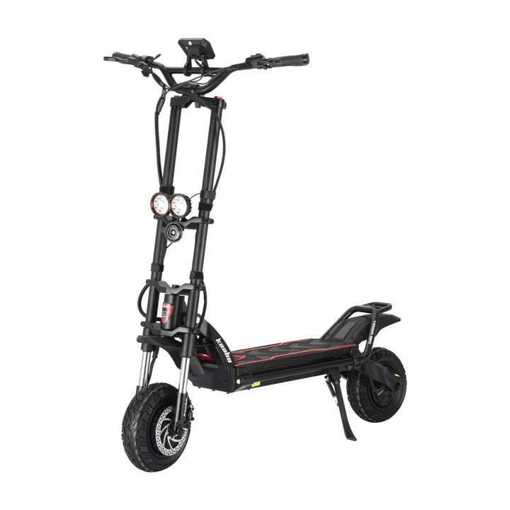 Patinete eléctrico KAABO WOLF WARRIOR 11 MAX en vista frontal en ángulo en color negro