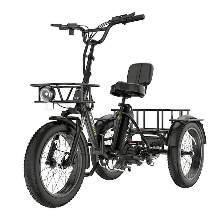 Triciclo eléctrico KOOLUX X13 en vista frontal en ángulo