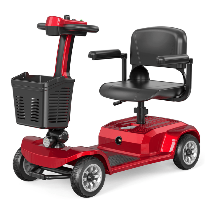 Scooter de movilidad SEEDREAM X-02 en vista frontal en ángulo en color rojo