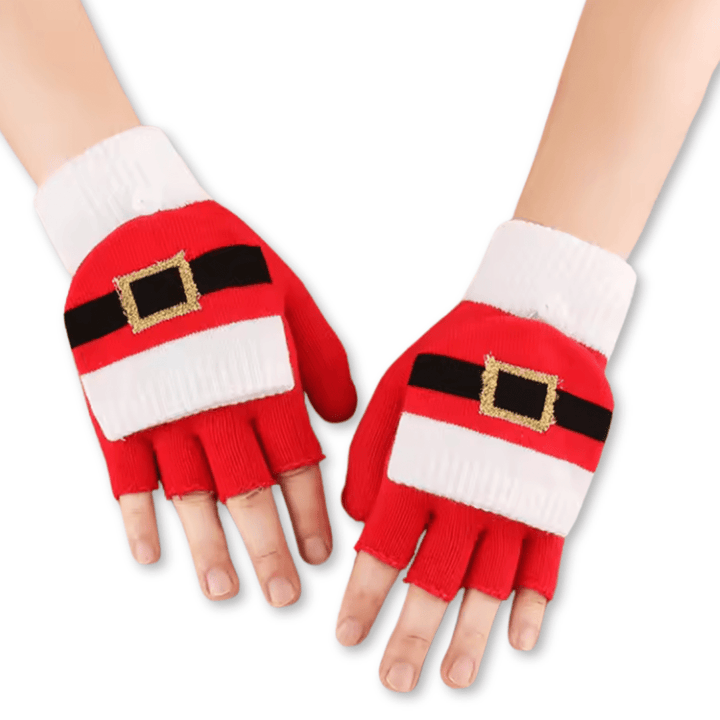 Guantes Christmas Edition con motivo de Papá Noel, puestos