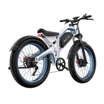 Bicicleta eléctrica fat bike Duotts N26 vista en ángulo desde atrás en color gris