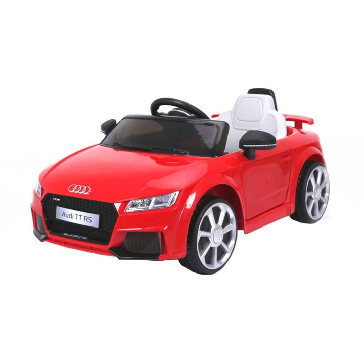 Coche eléctrico para niños Audi TT RS en vista frontal en ángulo en color rojo