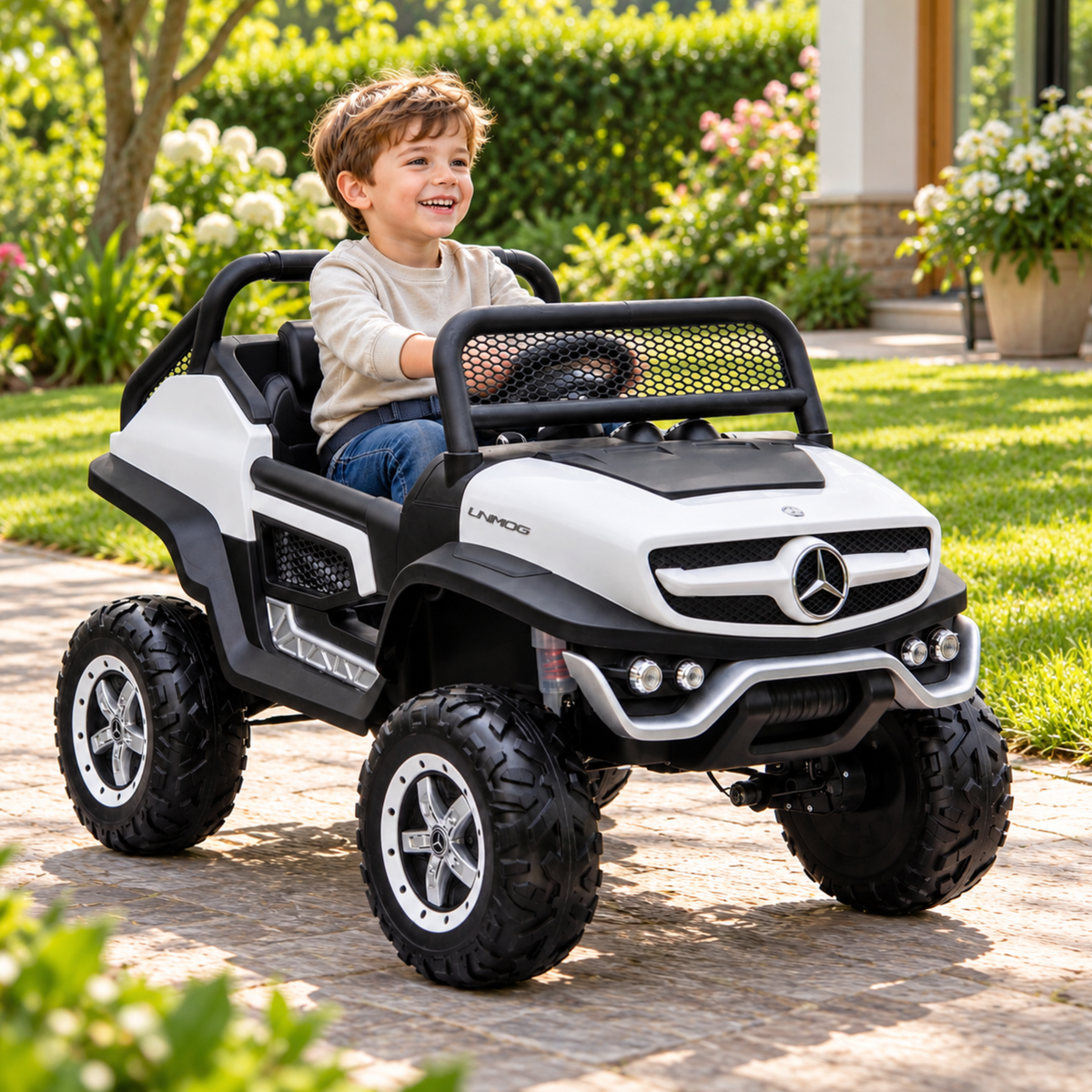 Coche eléctrico para niños Mercedes Benz Unimog Truck - Wheelyshop