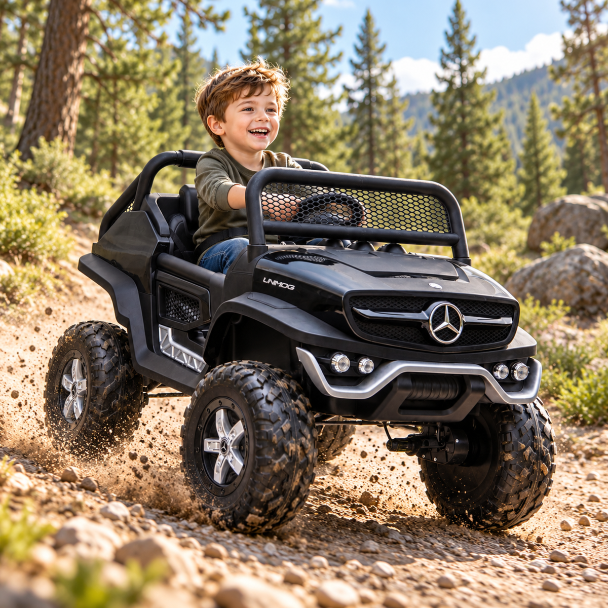 Coche eléctrico para niños Mercedes Benz Unimog Truck - Wheelyshop