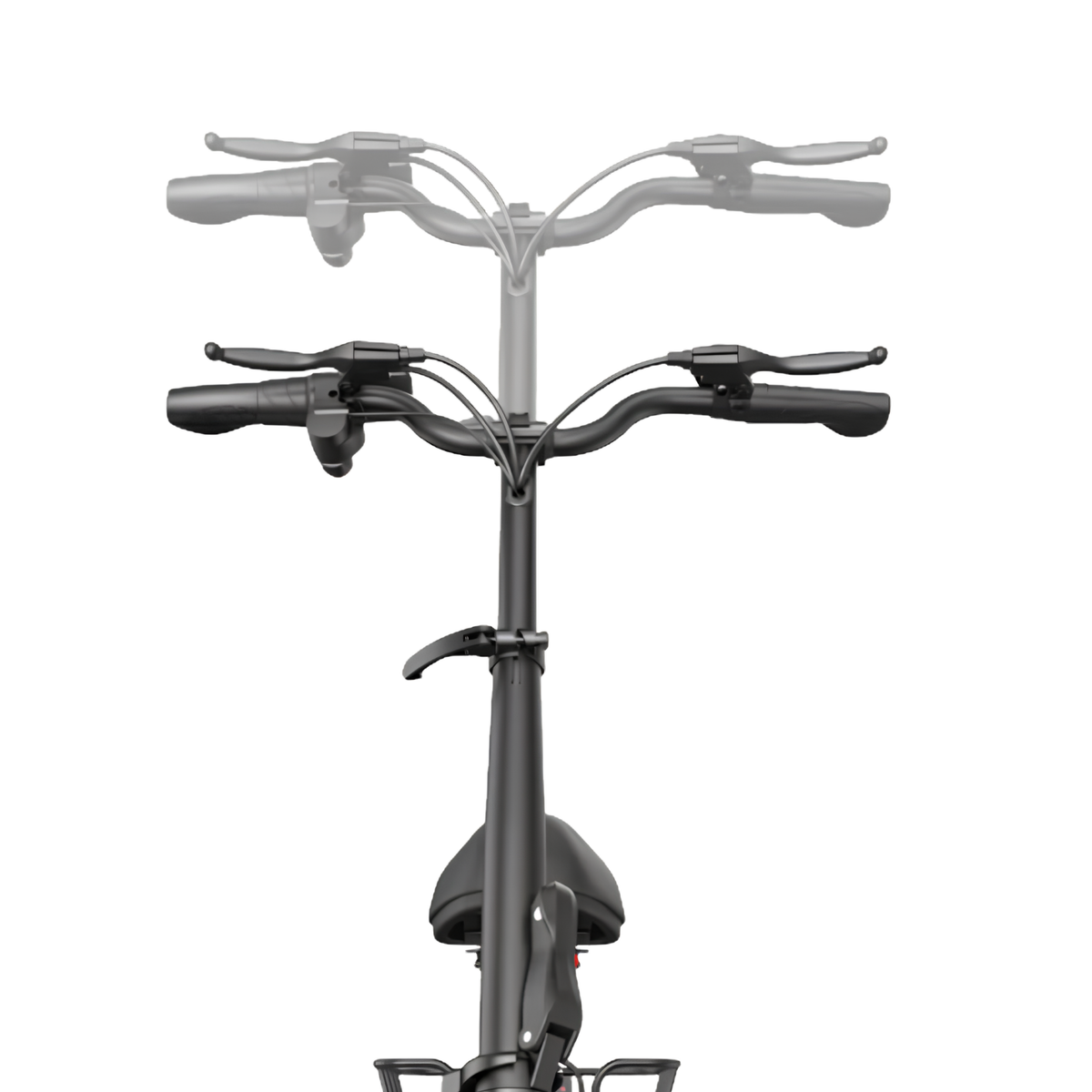 GYROOR C1 Plus manillar con maneta de freno y columna de dirección, mostrado en dos posiciones de altura
