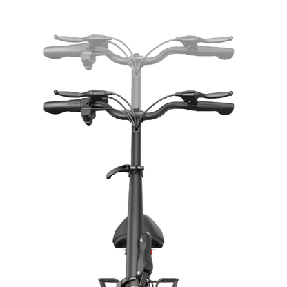 GYROOR C1 Plus manillar con maneta de freno y columna de dirección, mostrado en dos posiciones de altura