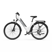 OneSport OT12 Pro, bicicleta eléctrica blanca de cuadro bajo, vista lateral directa