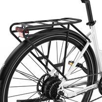 OneSport OT12 Pro, rueda trasera con portaequipajes negro, guardabarros y luz trasera roja