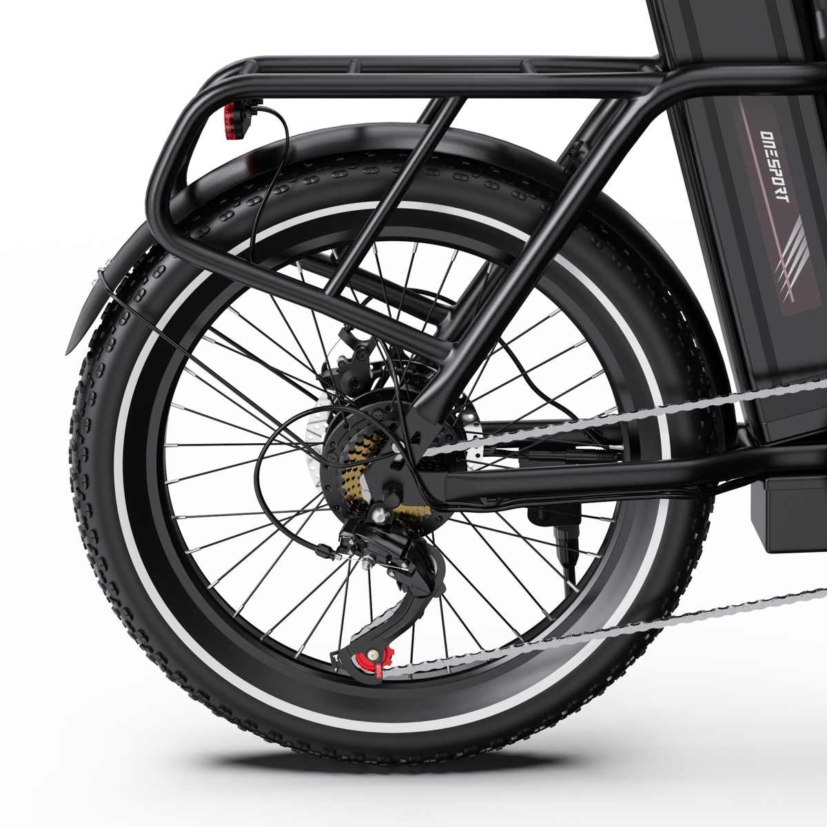 OneSport OT16 Pro, rueda trasera con portaequipajes, guardabarros, freno de disco y cambio trasero