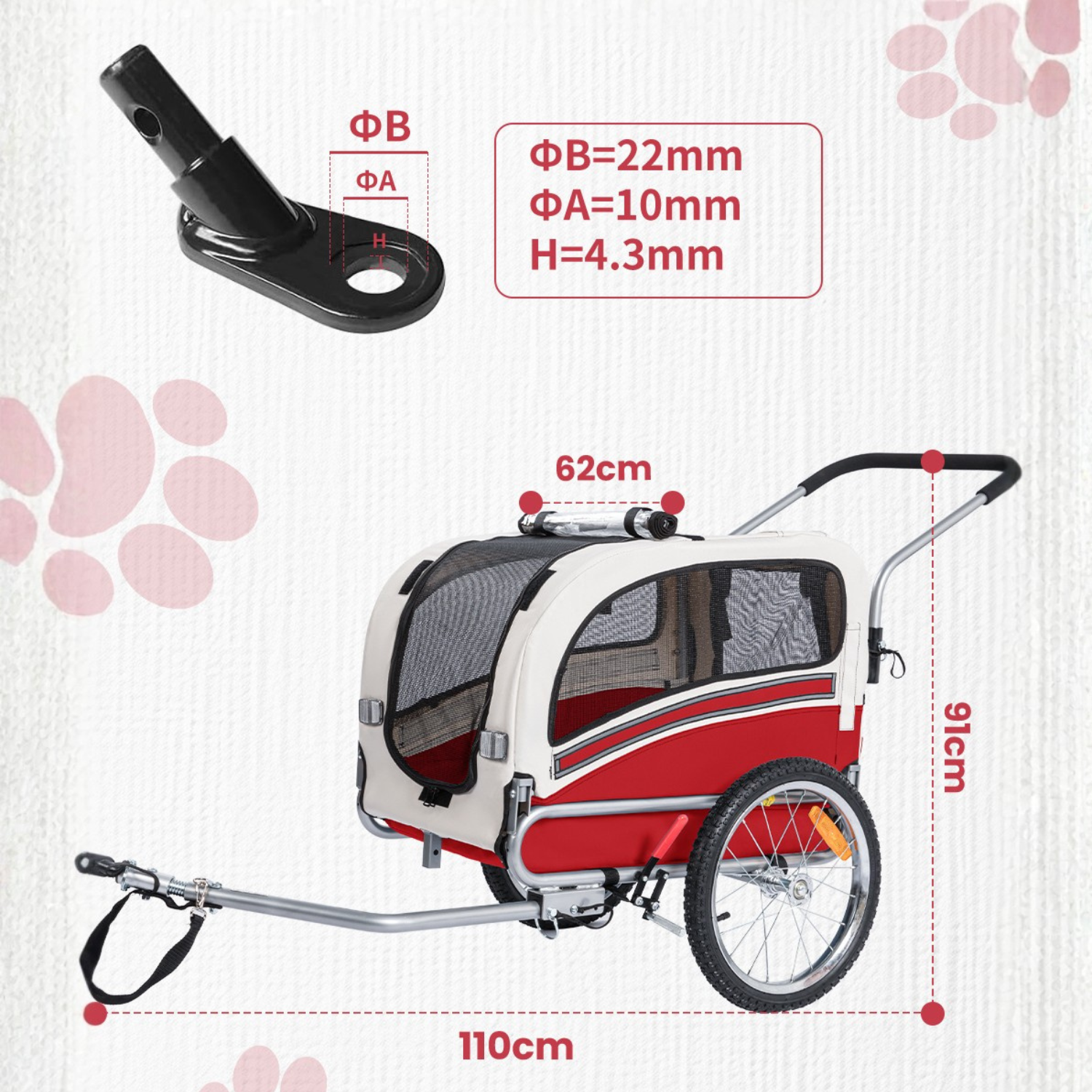 Smart husdjursvagn cykel 20303B - Remolque para mascotas - Wheelyshop
