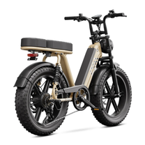 Bicicleta eléctrica fat bike TST R7 vista en ángulo desde atrás en color beige