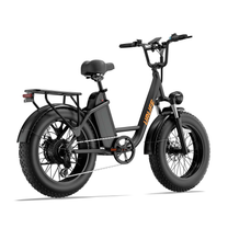 URLIFE E20 Pro, bicicleta eléctrica negra vista trasera en ángulo con portaequipajes y neumático grueso