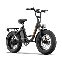 URLIFE E20 Pro, bicicleta eléctrica negra vista frontal en ángulo con faro, portaequipajes y neumático grueso
