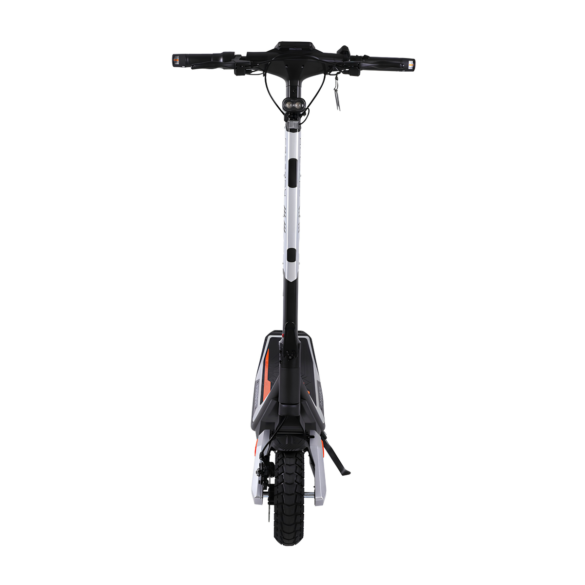 Wheely - J18 patinete eléctrico visto de frente con manillar, faro y rueda delantera