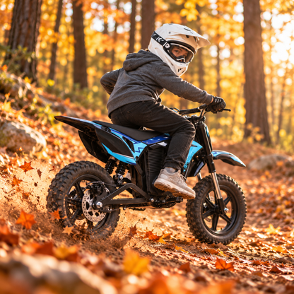 Wheely - Y3 vista de lado con un piloto en un sendero del bosque entre hojas de otoño