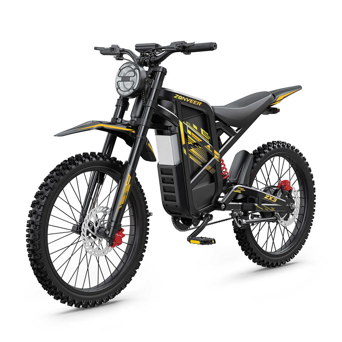 Bicicleta eléctrica ZONVEER ZX3 en vista frontal en ángulo