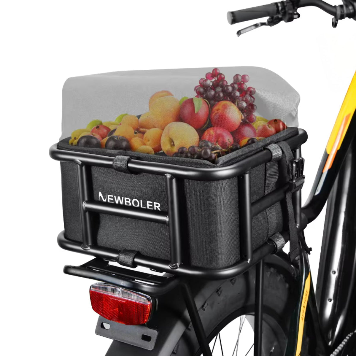 Cesta trasera para bicicleta eléctrica con carga