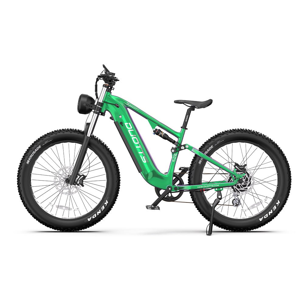 Bicicleta eléctrica fat bike Duotts E26 vista de lado en color verde
