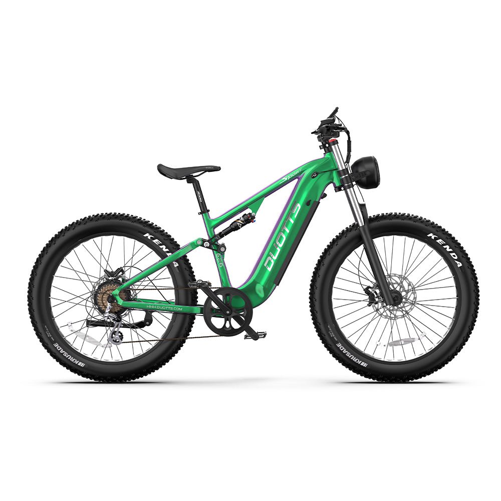 Bicicleta eléctrica fat bike Duotts E26 vista de lado en color verde