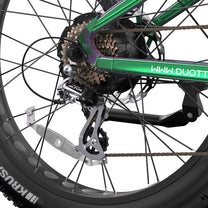 Rueda trasera de la Duotts E26 en primer plano