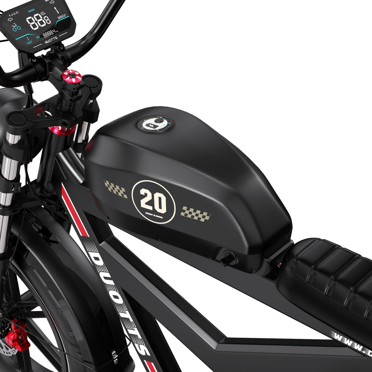 Detalle de la bicicleta eléctrica fat bike Duotts F20