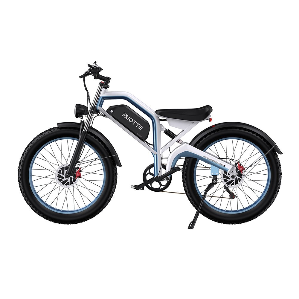 Bicicleta eléctrica fat bike Duotts N26 vista de lado en color gris
