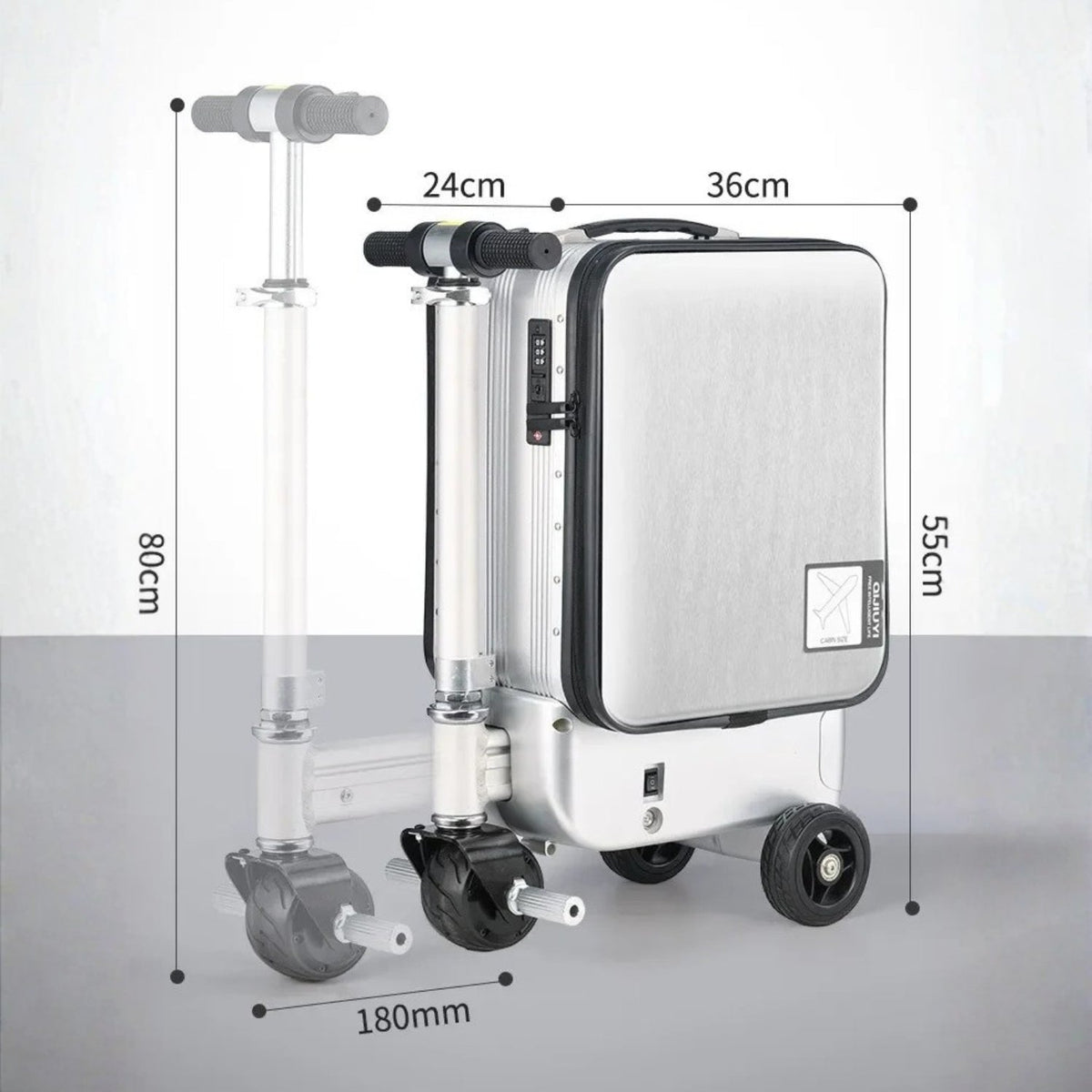 Medidas de la maleta eléctrica montable AeroDrive Edition