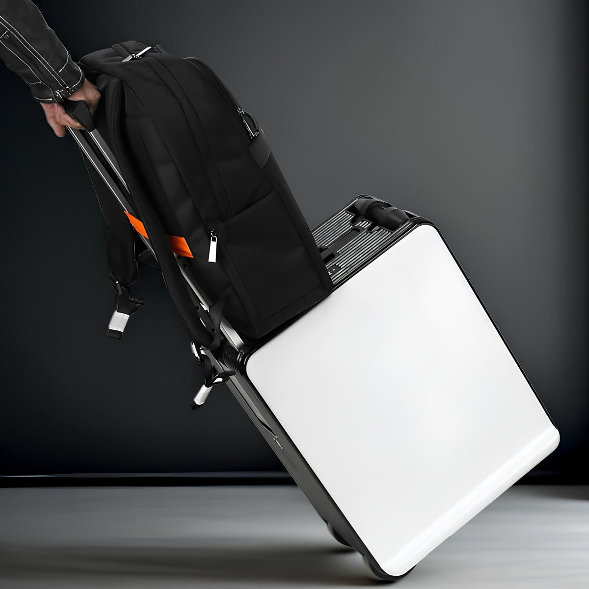 Persona tirando de la maleta eléctrica montable Air Pro Edition