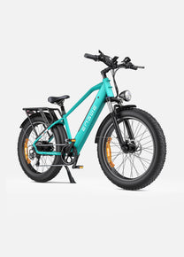 Bicicleta eléctrica fat bike ENGWE E26 en vista frontal en ángulo en color verde