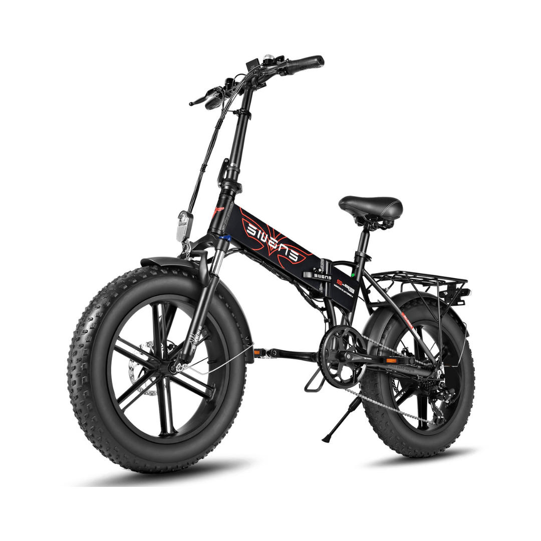 ENGWE EP-2 Pro bicicleta eléctrica plegable fat bike de color marrón, vista frontal en ángulo