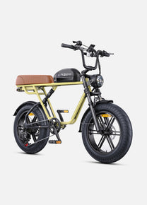Bicicleta eléctrica fat bike ENGWE M1 en vista frontal en ángulo en color amarillo