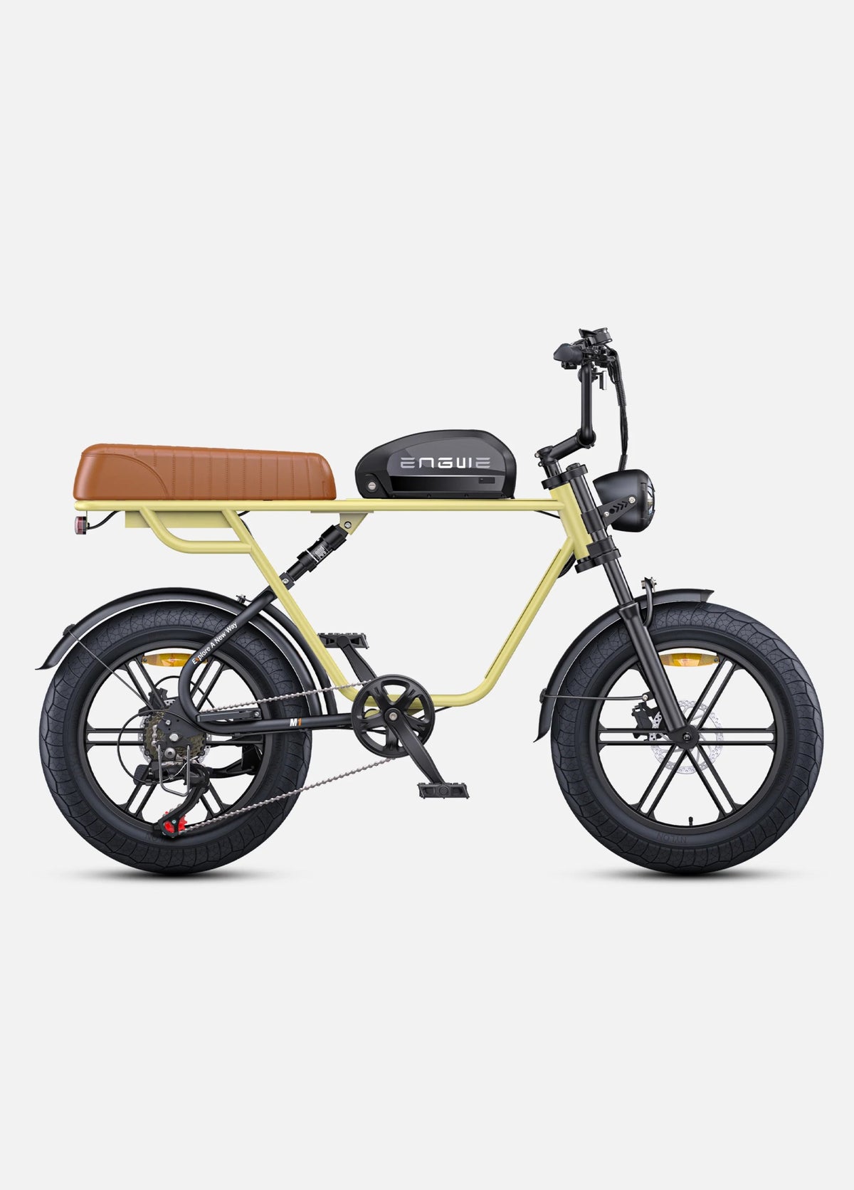 Bicicleta eléctrica fat bike ENGWE M1 vista de lado en color amarillo