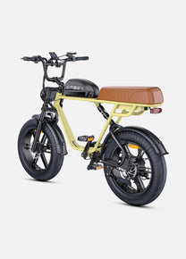 Bicicleta eléctrica fat bike ENGWE M1 en vista frontal en ángulo en color amarillo