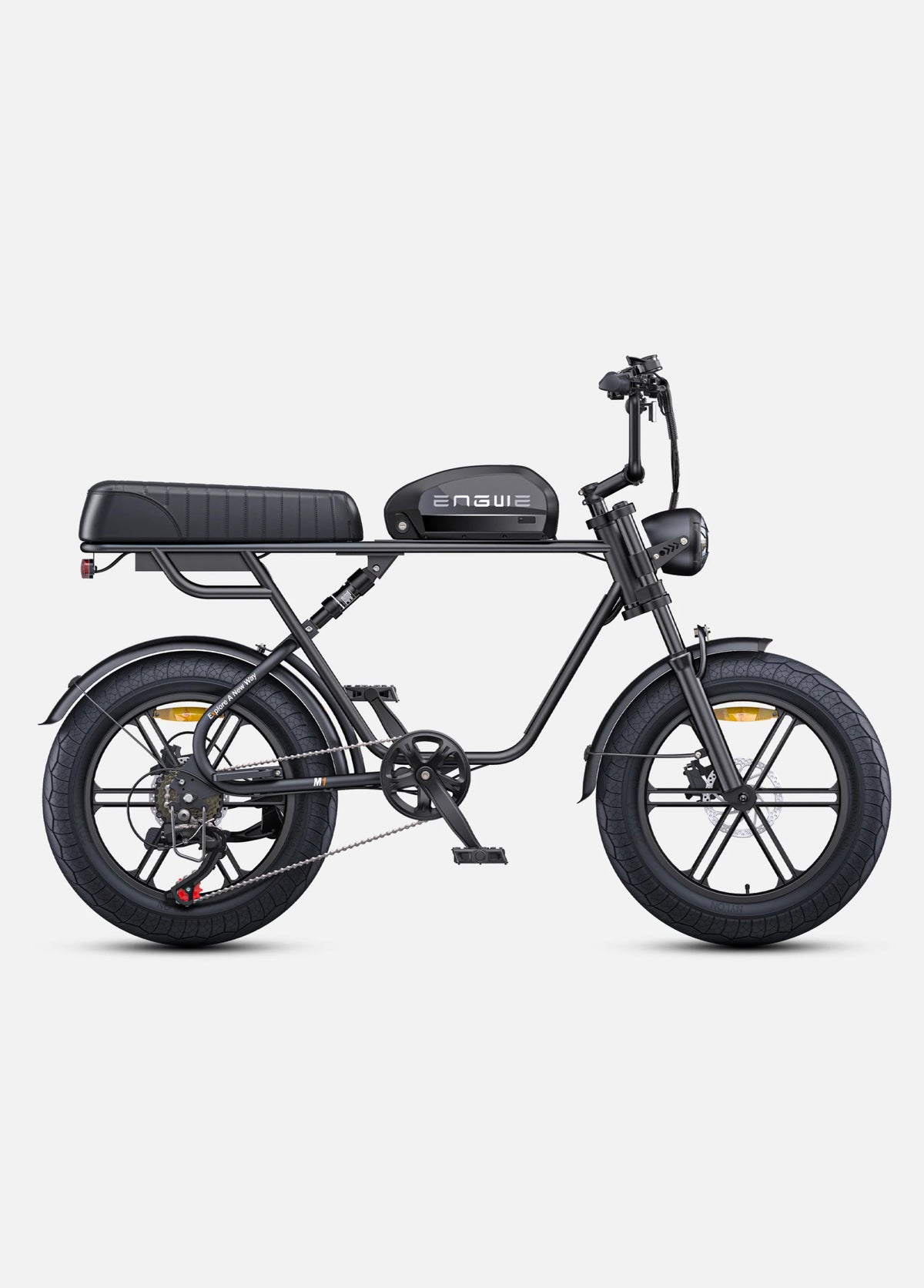 Bicicleta eléctrica fat bike ENGWE M1 vista de lado en color negro