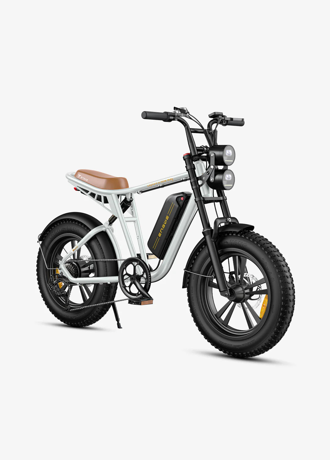 Bicicleta eléctrica fat bike ENGWE M20 vista en ángulo desde atrás en color blanco