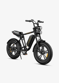 Bicicleta eléctrica fat bike ENGWE M20 en vista frontal en ángulo en color negro