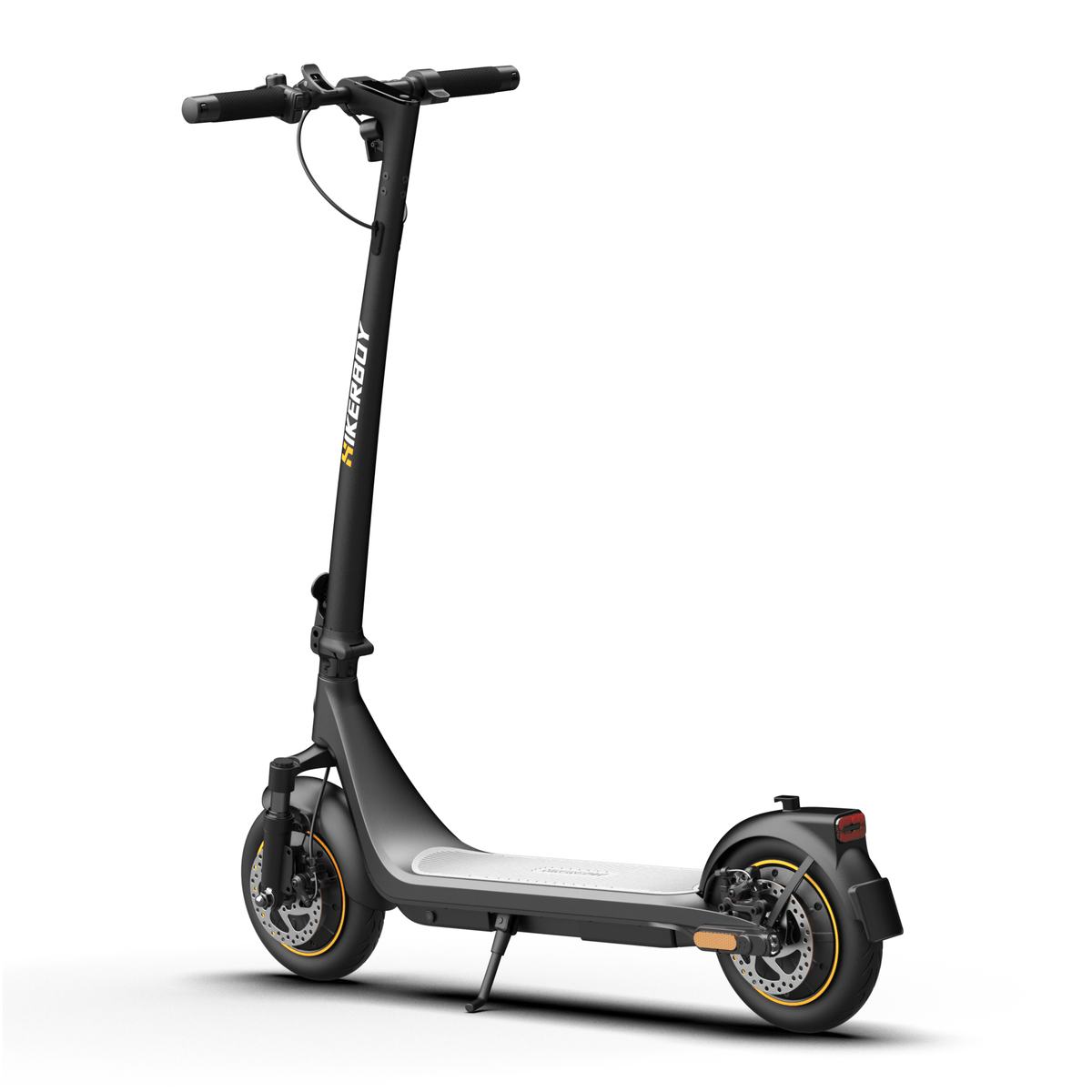 Patinete eléctrico HIKERBOY CURTIS DUAL PRO en vista frontal en ángulo desde el lado opuesto en color gris