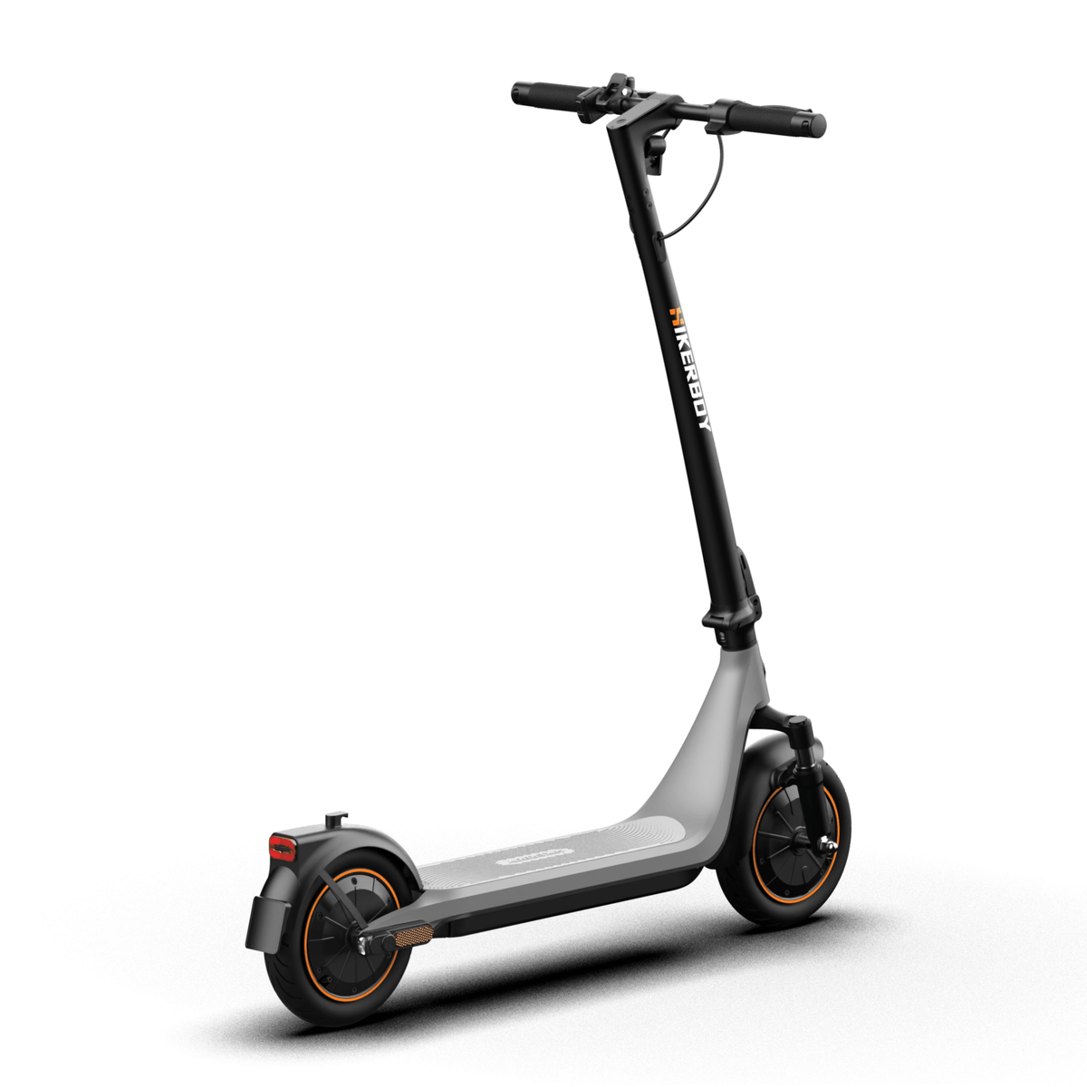 Patinete eléctrico HIKERBOY CURTIS DUAL PRO visto en ángulo desde atrás desde el lado opuesto en color gris