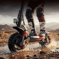 Piloto con el patinete eléctrico iScooter GX3 Pro fuera de pista