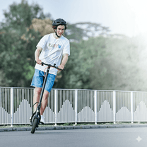 Persona circulando con el patinete eléctrico iScooter W6 por la ciudad