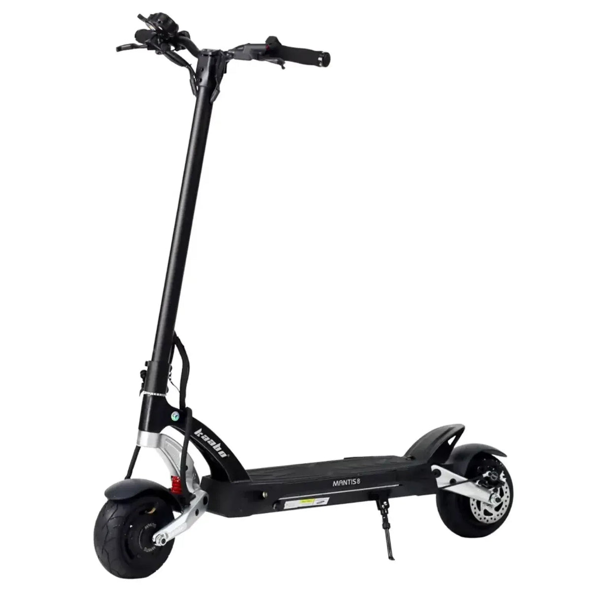 Patinete eléctrico KAABO MANTIS 8 PLUS en vista frontal en ángulo desde el lado opuesto