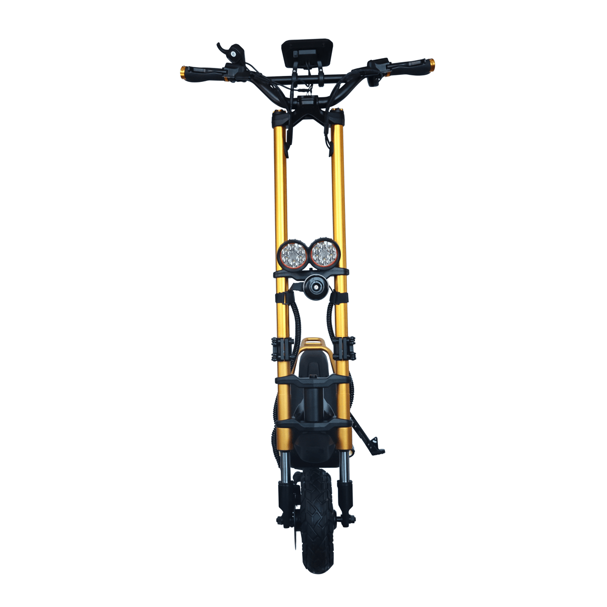 Patinete eléctrico KAABO WOLF WARRIOR X MAX visto de frente en color dorado