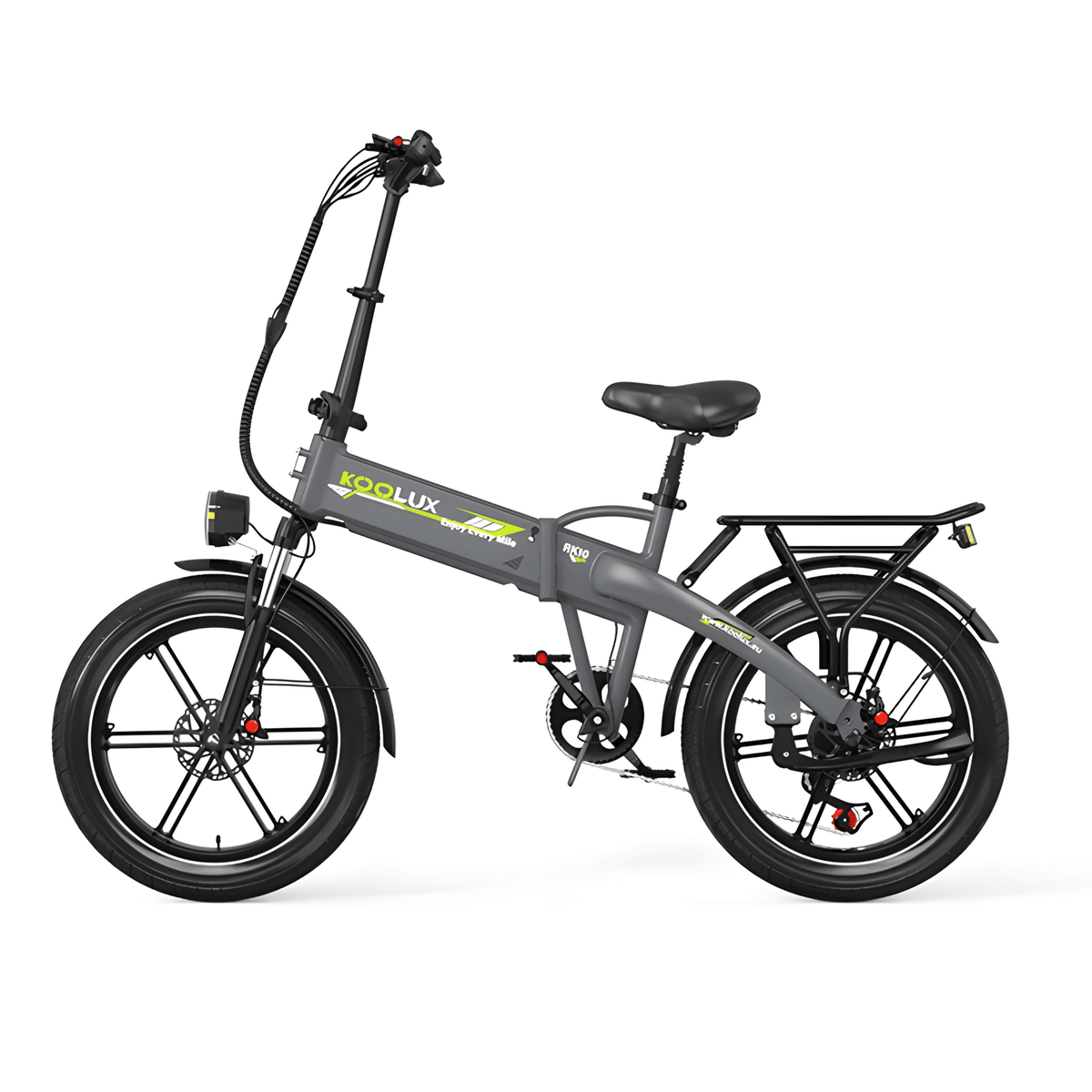 Bicicleta eléctrica plegable fat bike KOOLUX RK10 en vista frontal en ángulo