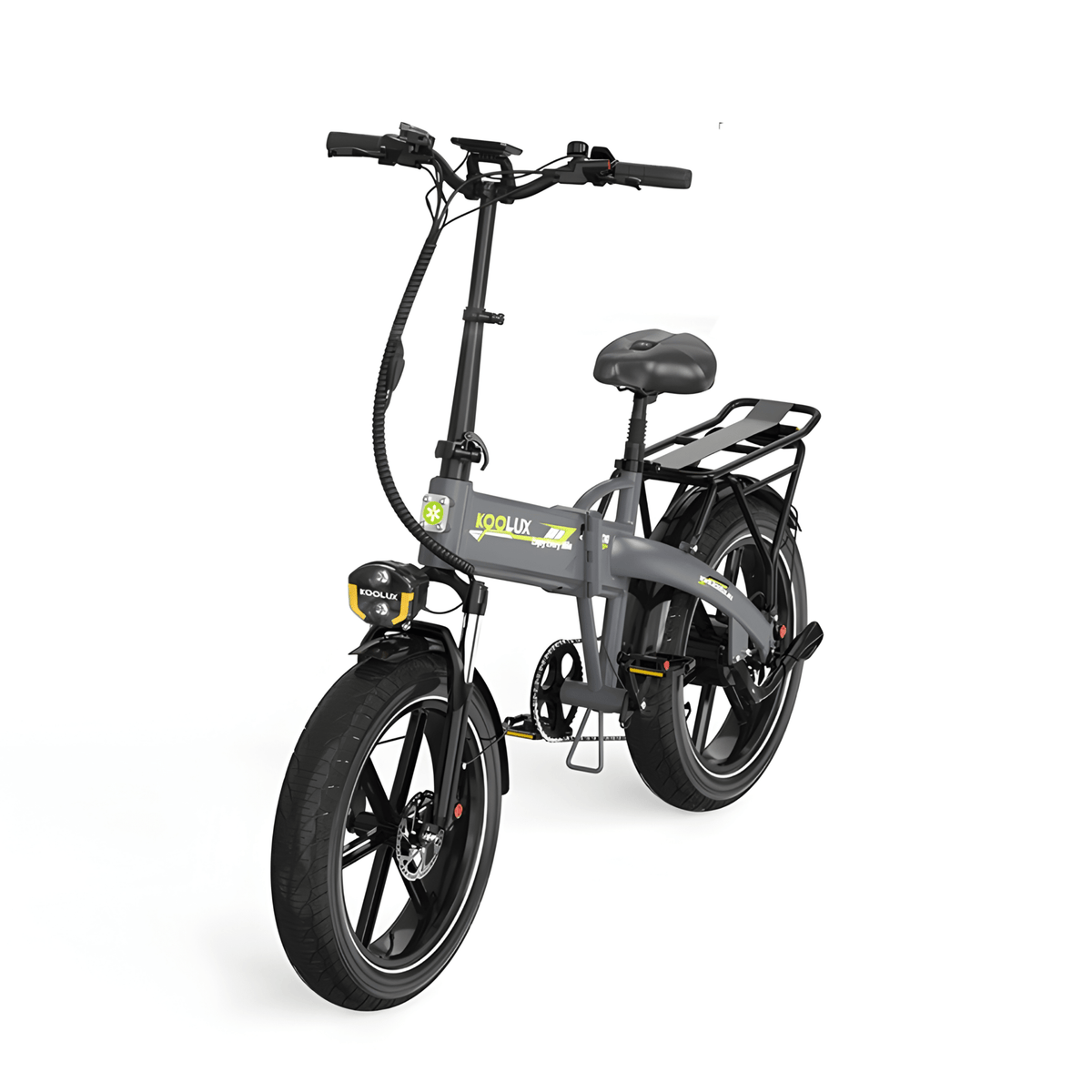 Bicicleta eléctrica plegable fat bike KOOLUX RK10 en vista frontal en ángulo