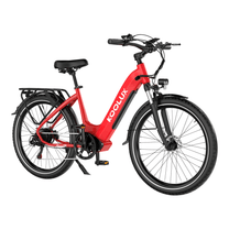 Bicicleta eléctrica KOOLUX X2 vista en ángulo desde atrás en color rojo