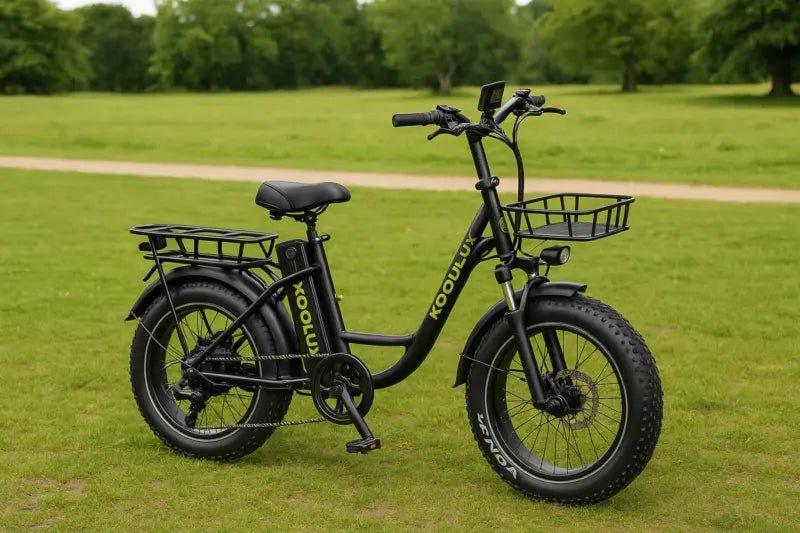 Bicicleta eléctrica fat bike KOOLUX X7 vista de lado en un parque