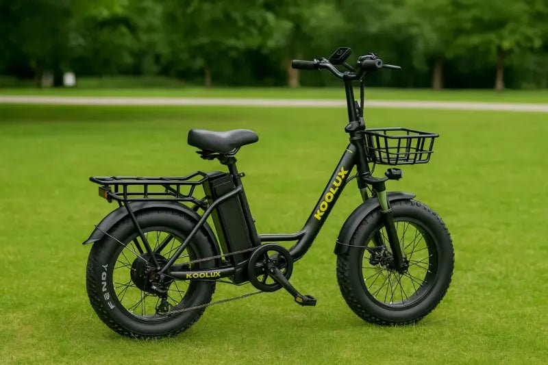 Bicicleta eléctrica fat bike KOOLUX X7 vista de lado en un parque