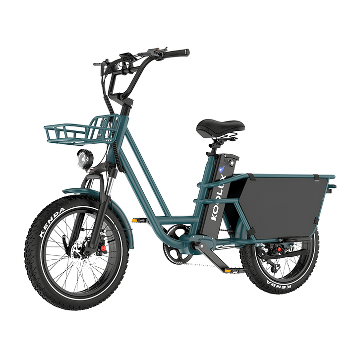 Bicicleta eléctrica fat bike KOOLUX X7 Pro en vista frontal en ángulo en color verde